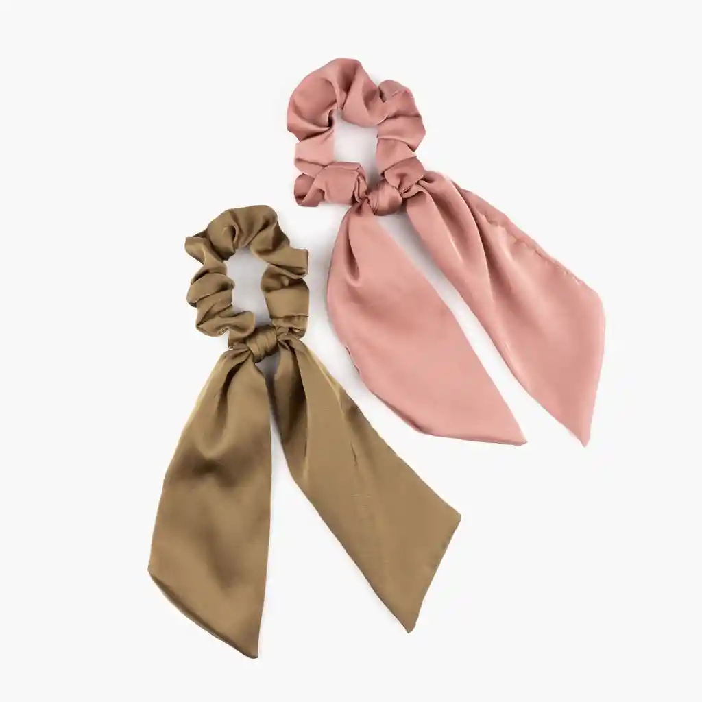 Set Collets Mujer Cinta Satín Verde