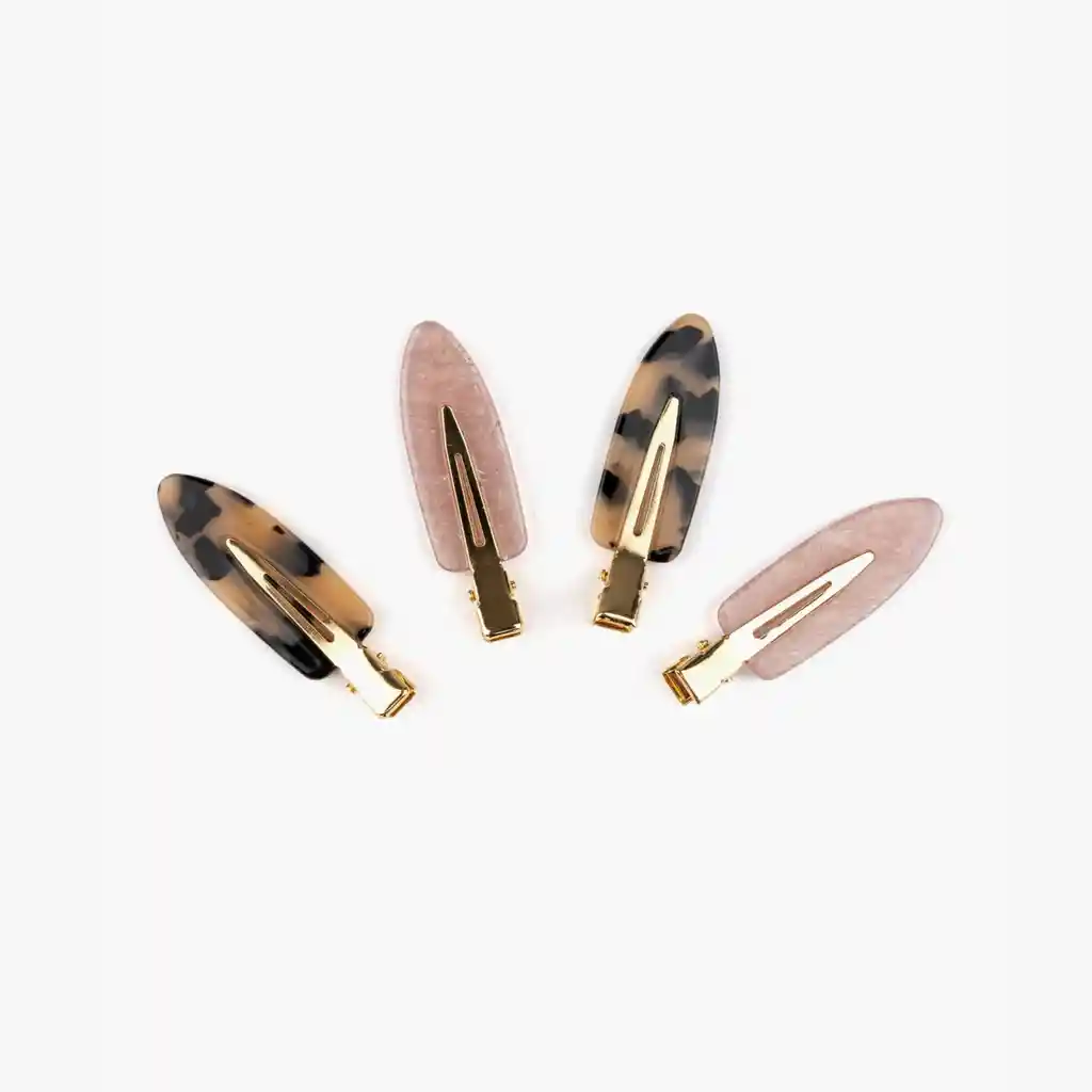 Set Pinches Mujer Con Carey Rosado