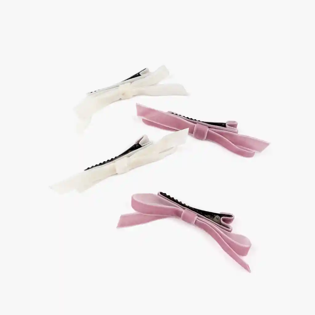 Set Pinches Mujer Cintas Terciopelo Blanco