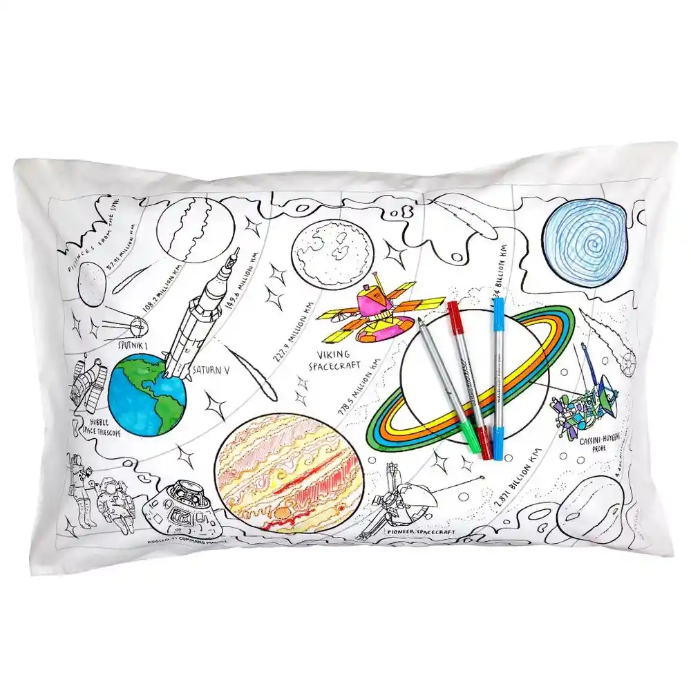 Funda De Almohada Para Pintar Espacio Eatsleepdoodle Funda De Almohada 100% Algodón, 50 X 75 Cms.