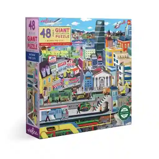 Puzzle Gigante 48 Piezas En La Ciudad Eeboo Caja De Cartón
