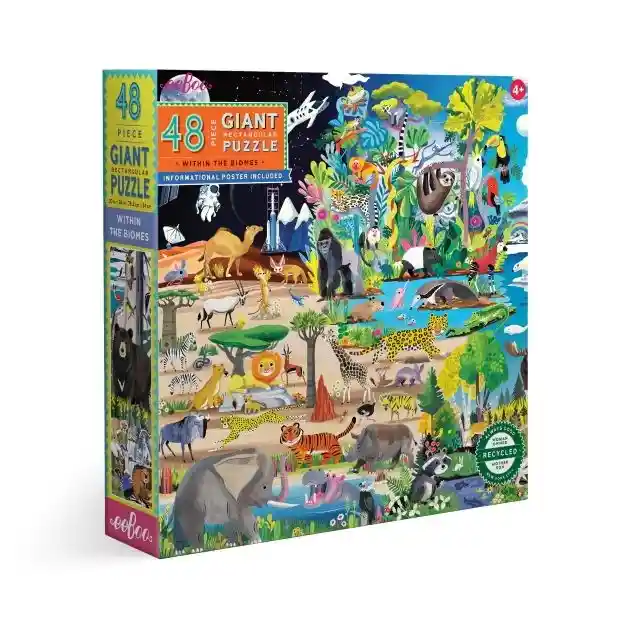 Puzzle Gigante 48 Piezas Biomas Eeboo Caja De Cartón