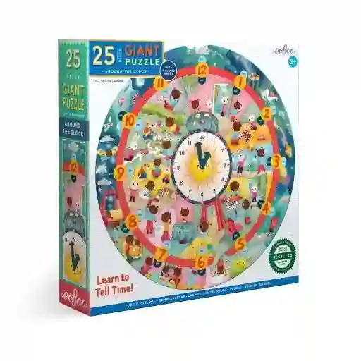 Puzzle Gigante 25 Piezas - La Vuelta Del Reloj Eeboo Caja De Cartón