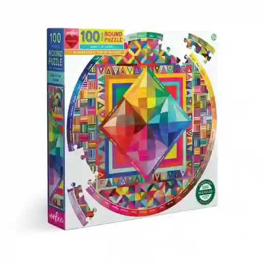Puzzle De 100 Piezas Redondo Belleza Del Color Eeboo Caja De Cartón