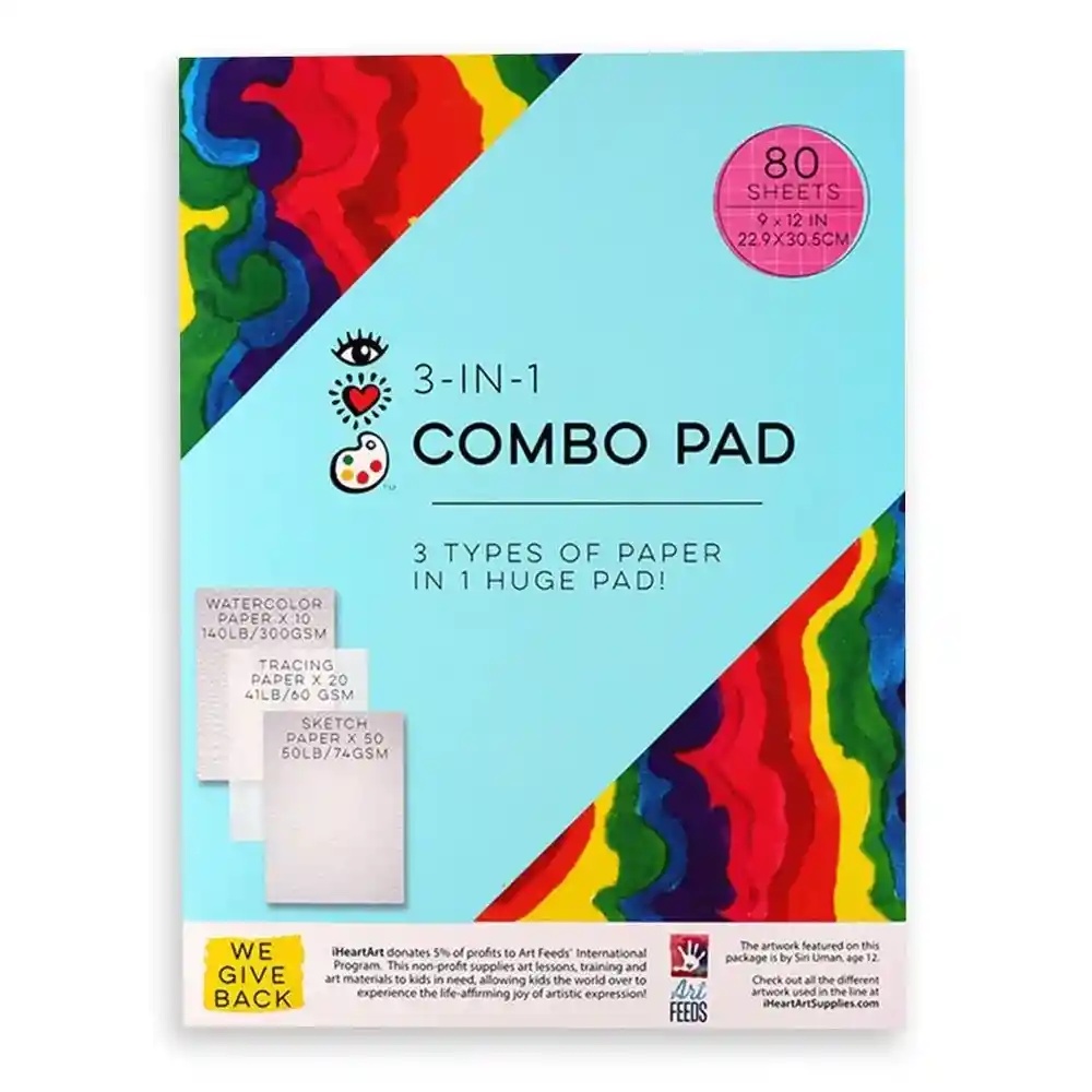 Block Combo 3 En 1 (80 Hojas) Bright Stripes Block 80 Hojas 3 Tipos De Papel