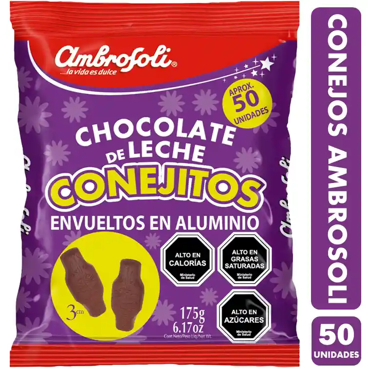 Conejitos De Chocolate Ambrosoli - Pascua (bolsa Con 50 Uni)