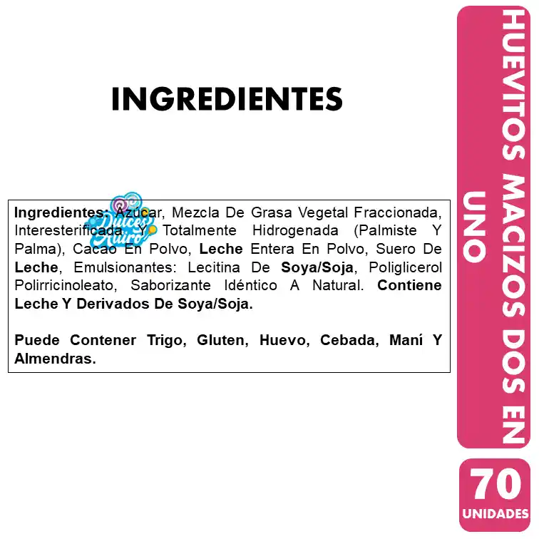 Huevos De Chocolate Macizo Dos En Uno (bolsa 70 Unidades)