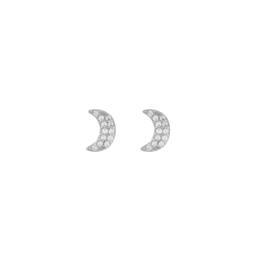 Aros Moon Circones Bañados En Oro Blanco
