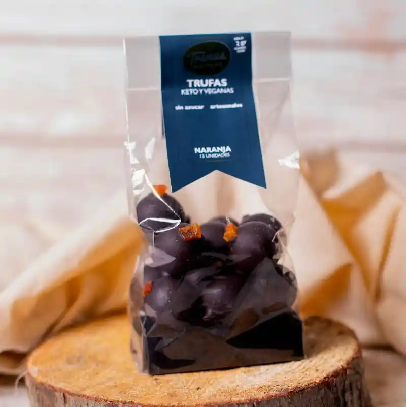 Trufas Artesanales Sabor Naranja, Sin Azúcar, Keto, 13 Un, Marca Tremus