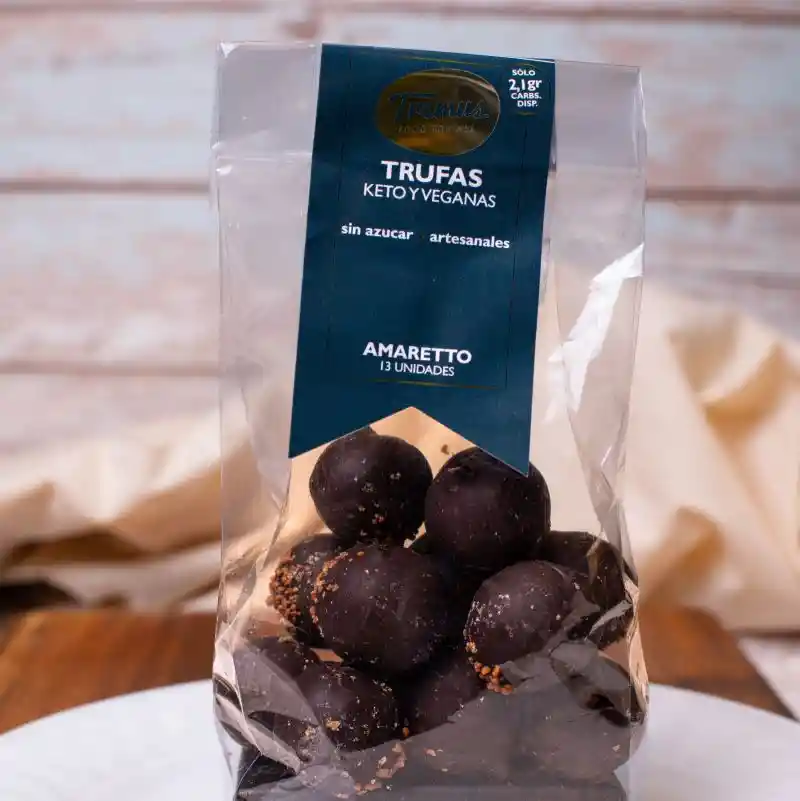 Trufas Artesanales Sabor Amaretto, Sin Azúcar, Keto, 13 Un, Marca Tremus