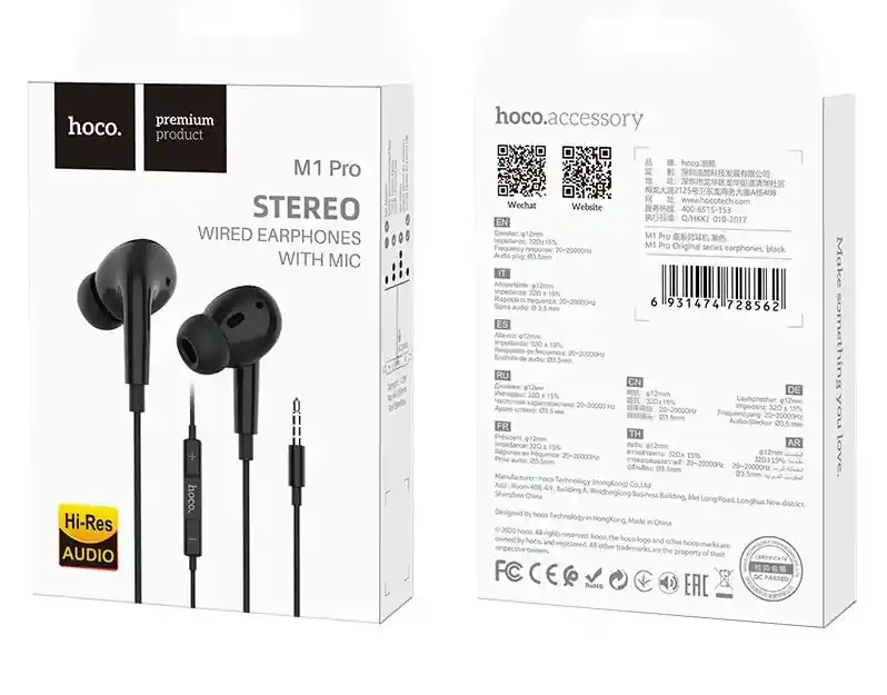 Audifono Jack 3.5mm Y Control De Volumen Estéreo Hi-res Audio Hoco Pro