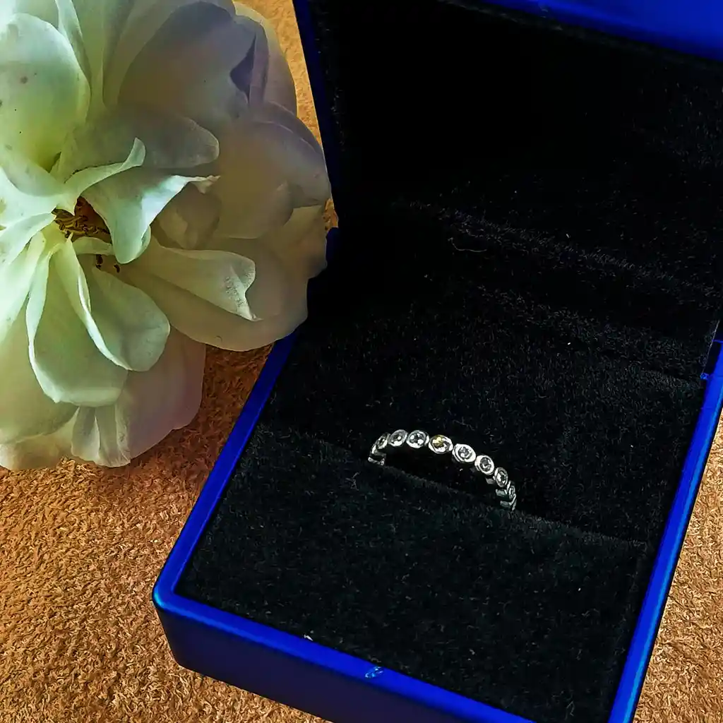 Anillo Pila Plata 925 Lujo Amor Zirconia Compromiso Talla 6