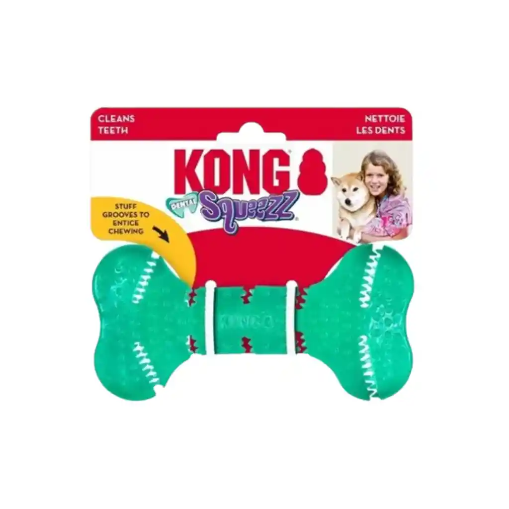 Kong, Juguete Para Perros, Squeezz Dental Bone