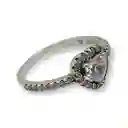 Anillo Circón Corte Corazón Plata Fina Ley S925 Compromiso Talla 6