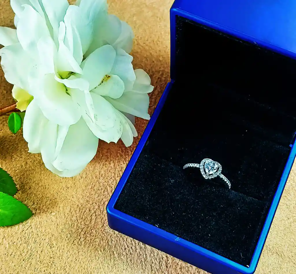 Anillo Circón Corte Corazón Plata Fina Ley S925 Compromiso Talla 6