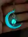 Joyería Vintage Colgante Luna Brillante Turquesa Cadena Larga