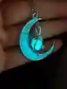 Joyería Vintage Colgante Luna Brillante Turquesa Cadena Larga