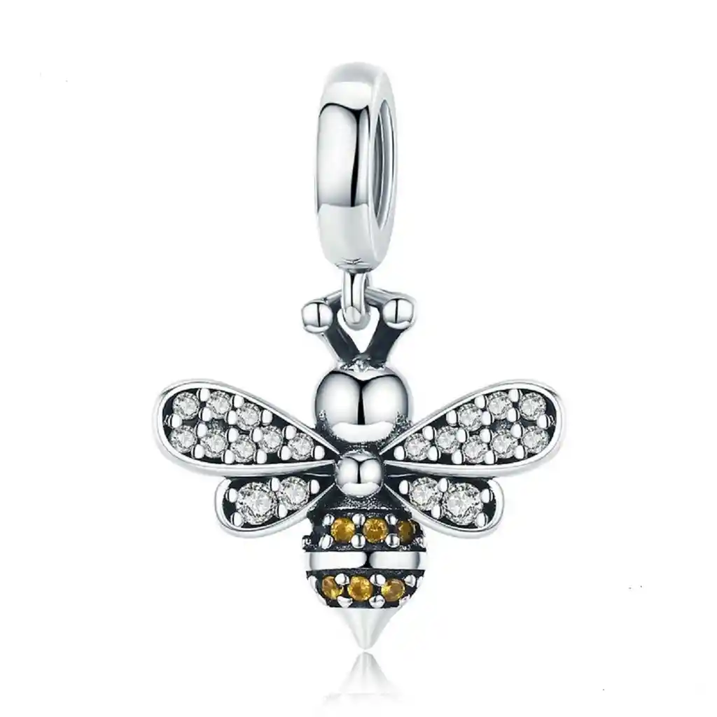 Charm Dije Abalorio Abeja Brillante Plata 925 Estilo Pandora