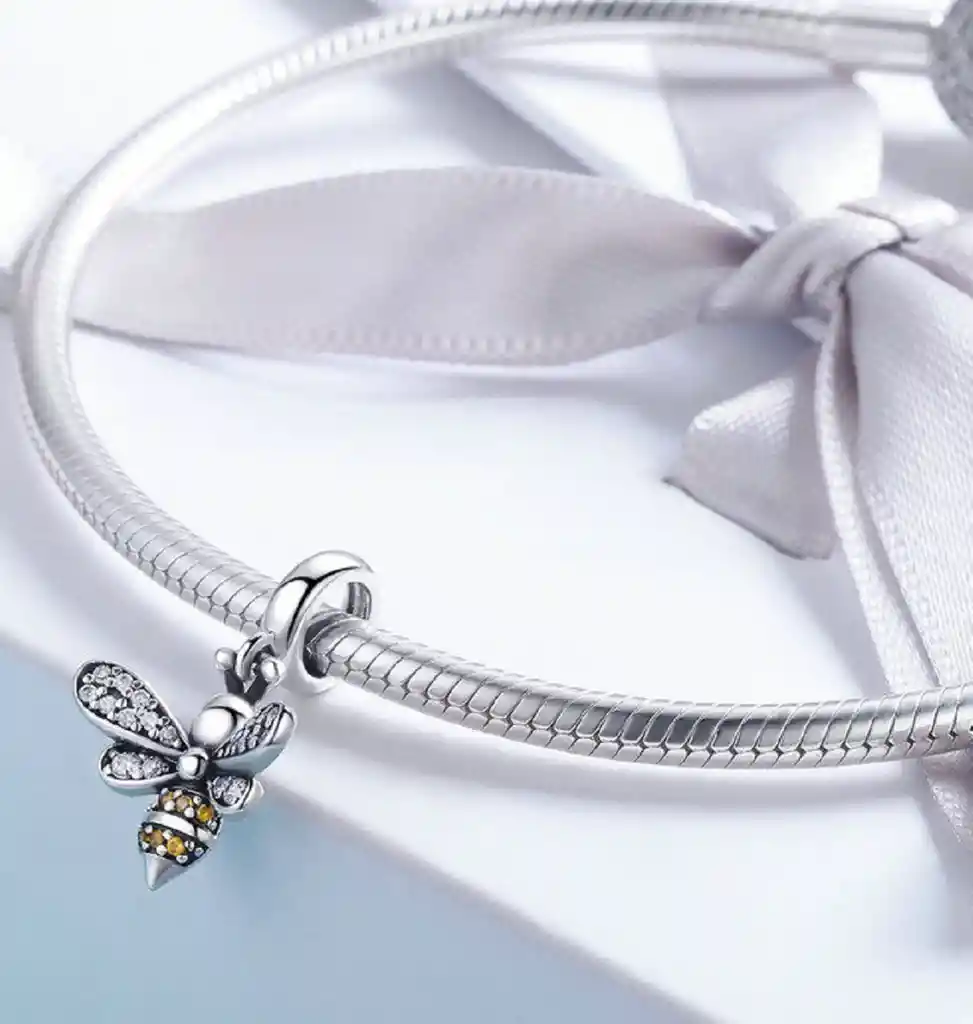 Charm Dije Abalorio Abeja Brillante Plata 925 Estilo Pandora