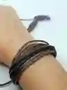 Pulsera De Cuero Y Cuerda Trenzada Marron Ajustable