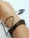 Pulsera De Cuero Y Cuerda Trenzada Marron Ajustable