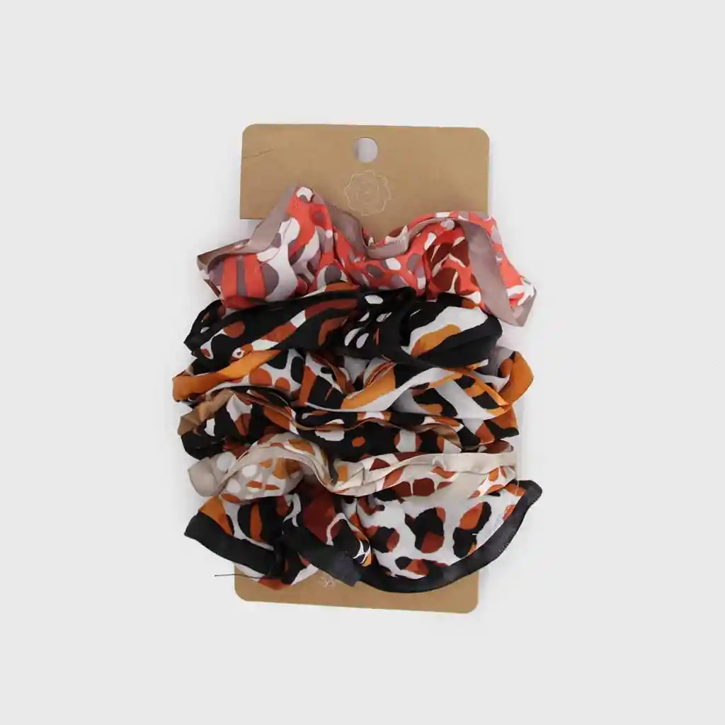 Set Scrunchies Borde De Color Print