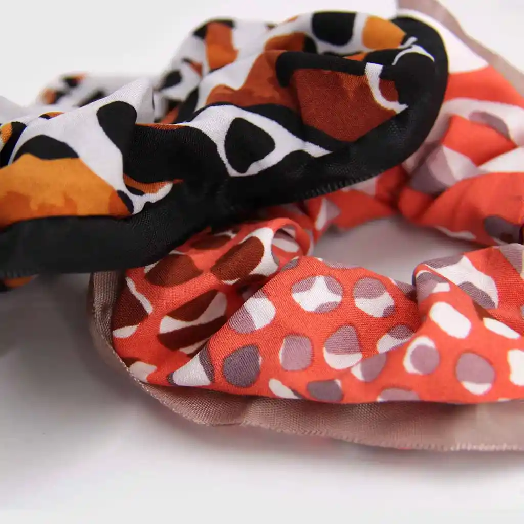 Set Scrunchies Borde De Color Print