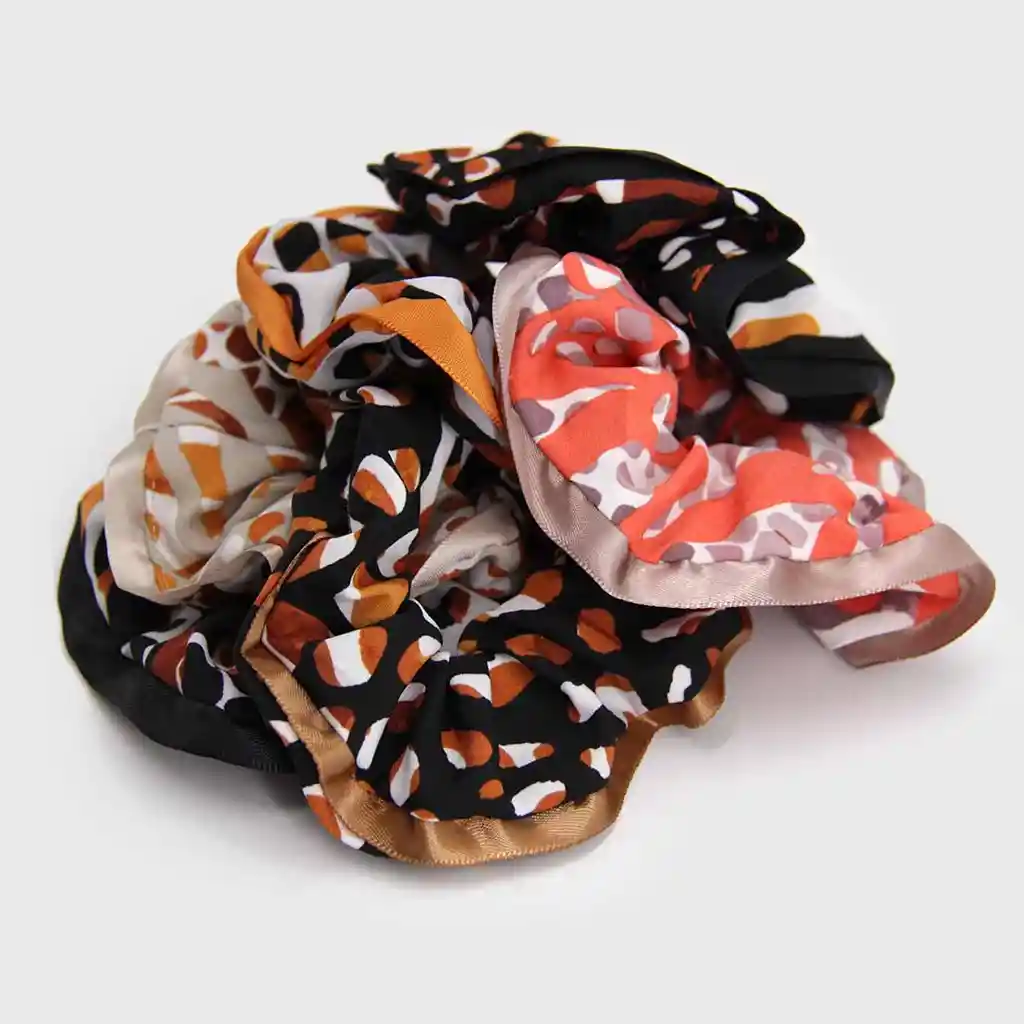 Set Scrunchies Borde De Color Print