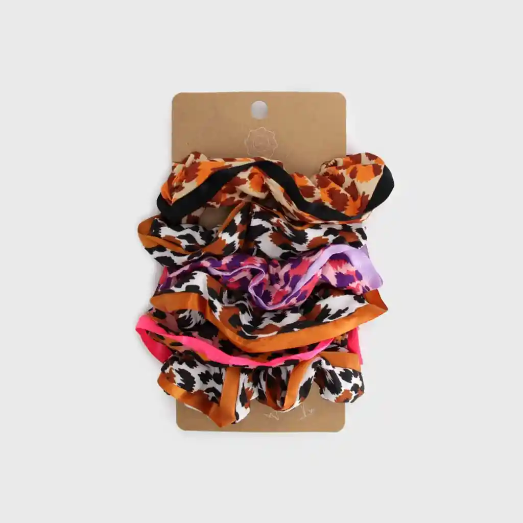 Set Scrunchies Borde De Color Print