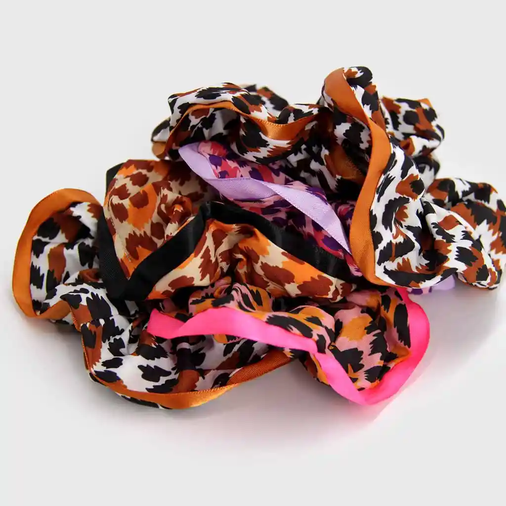 Set Scrunchies Borde De Color Print