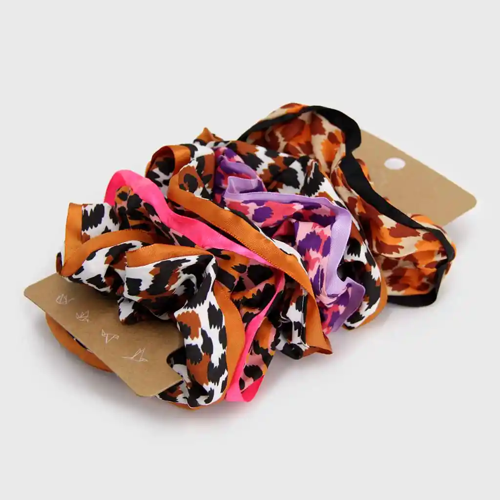 Set Scrunchies Borde De Color Print