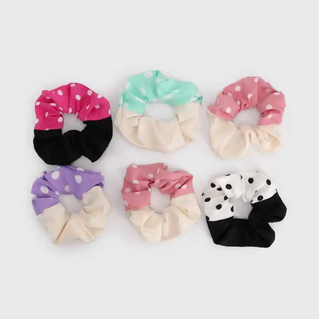 Set Scrunchies Bicolor Lunares