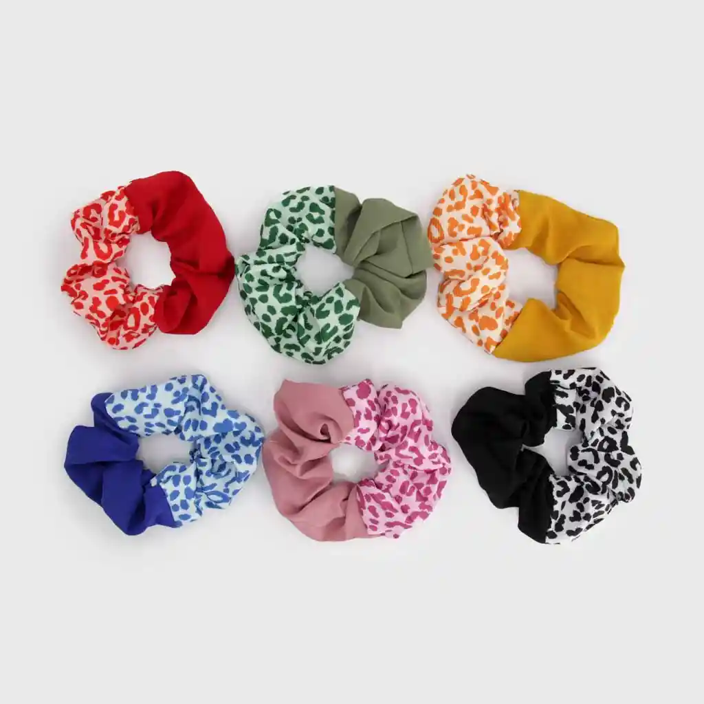 Set Scrunchies Bicolor Animal Print