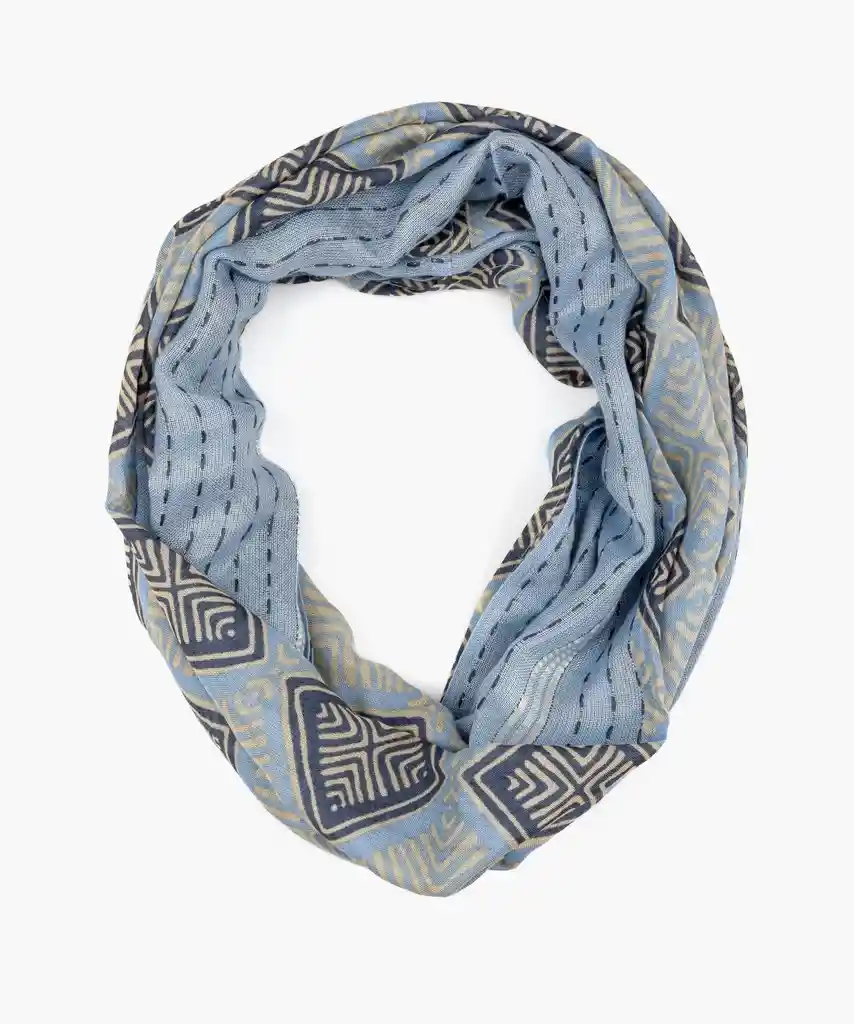 Bufanda Mujer Infinito Cuadrados Celeste