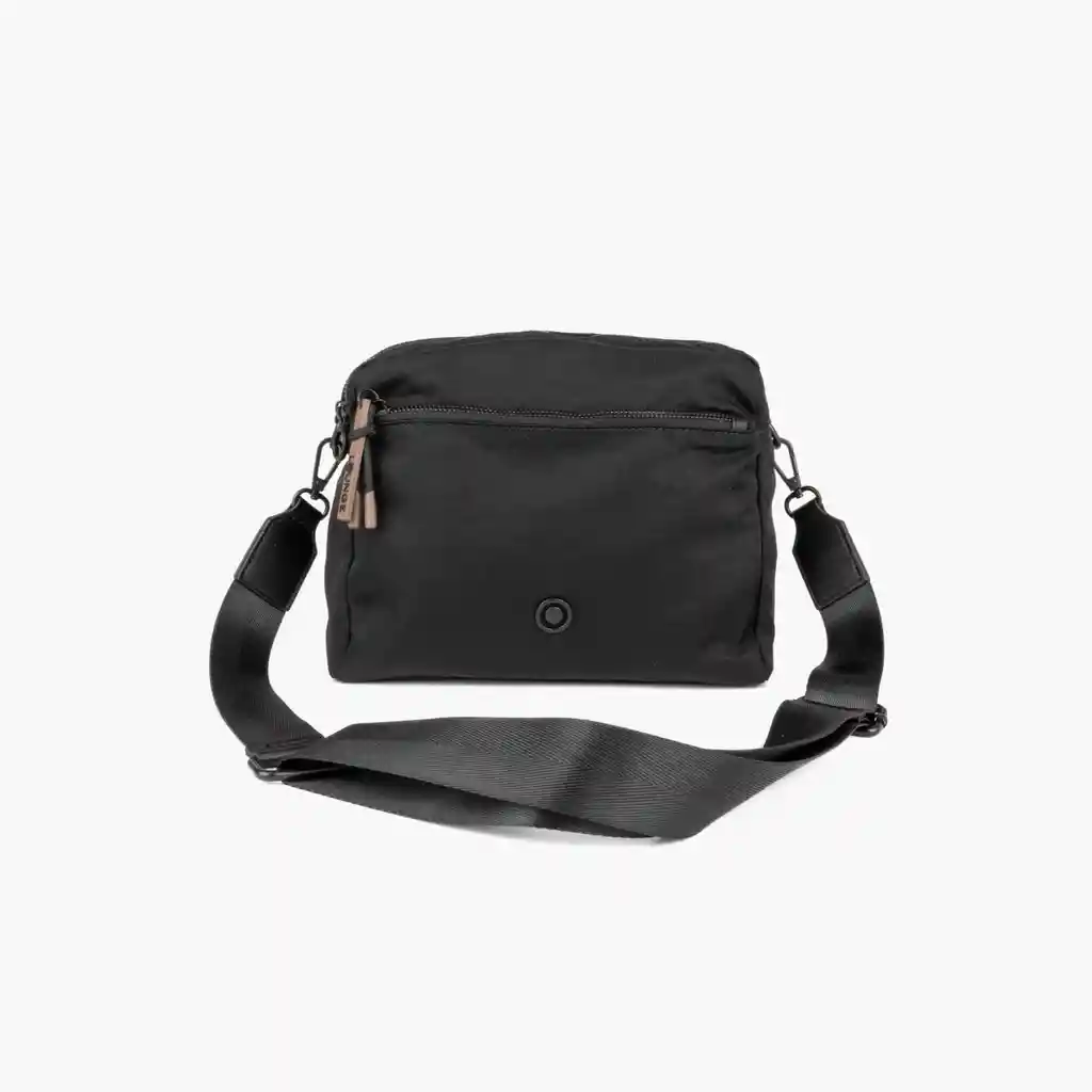 Cartera Bandolera Mujer Nylon Cierres Negro