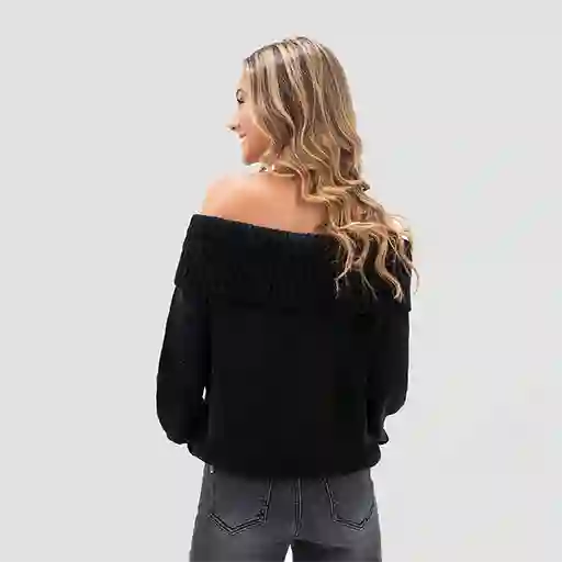 Sweater Hombros Descubiertos Black L Raindoor