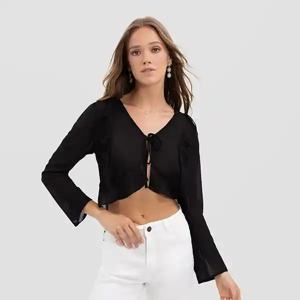 Blusa Manga Larga Vuelos Black L Raindoor