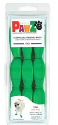 Pawz- Rubber Dog Boots- Zapatos Perros Tamaño Tiny (2.5 Cm) Color Verde Desechables, Reusables Y A Prueba De Agua- 12 Unidades