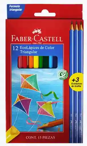 Ecolapiz 12 Colores Largos Triangular + 3 Grafito Faber Castell