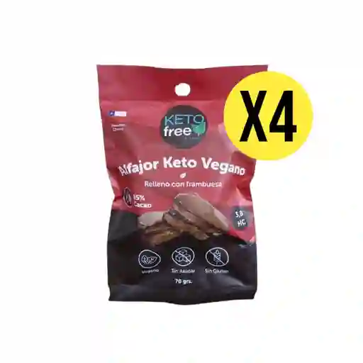 Keto Free - Pack X4 Alfajor Keto Vegano Frambuesa