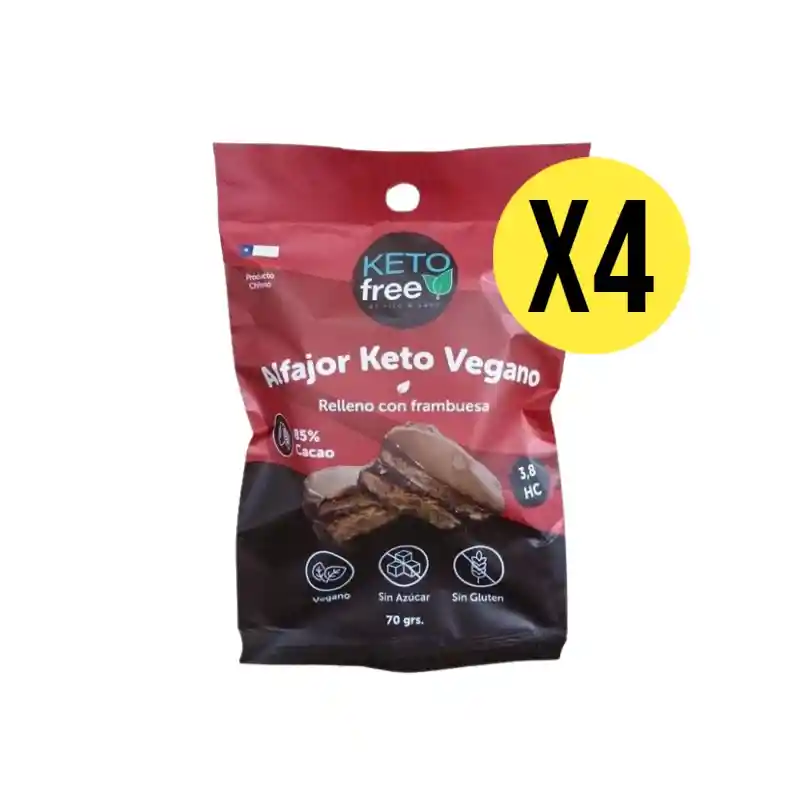 Keto Free - Pack X4 Alfajor Keto Vegano Frambuesa