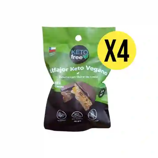 Keto Free - Pack X4 Alfajor Keto Vegano Dulce De Coco