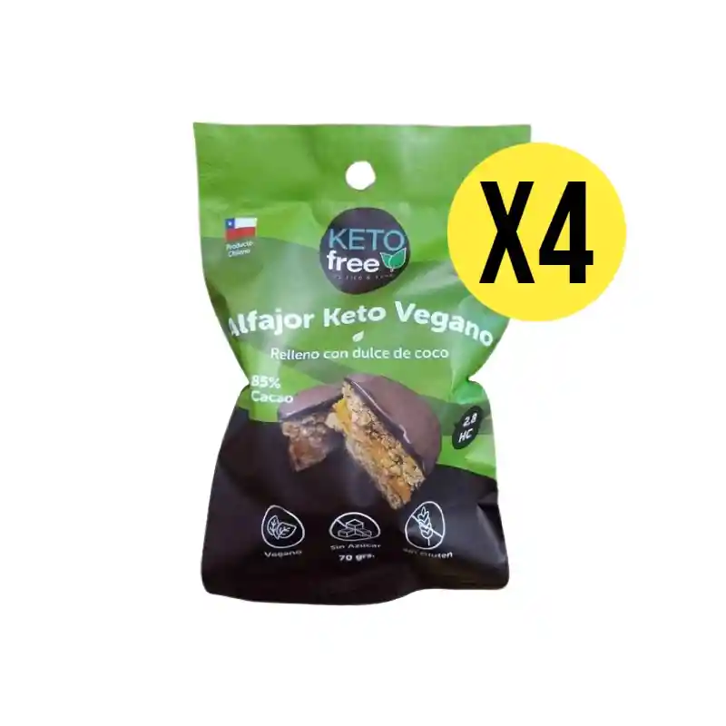 Keto Free - Pack X4 Alfajor Keto Vegano Dulce De Coco