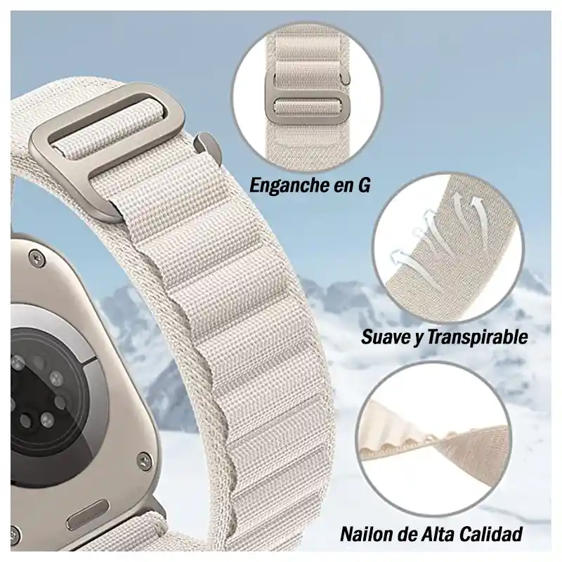 Correa Alpine Apple Watch Compatible 38 / 40 / 41 Mm Blanca
