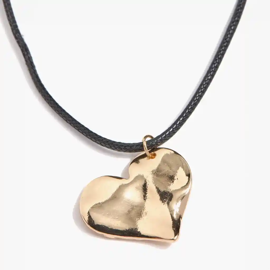 Collar Mujer Choker Corazón Dorado