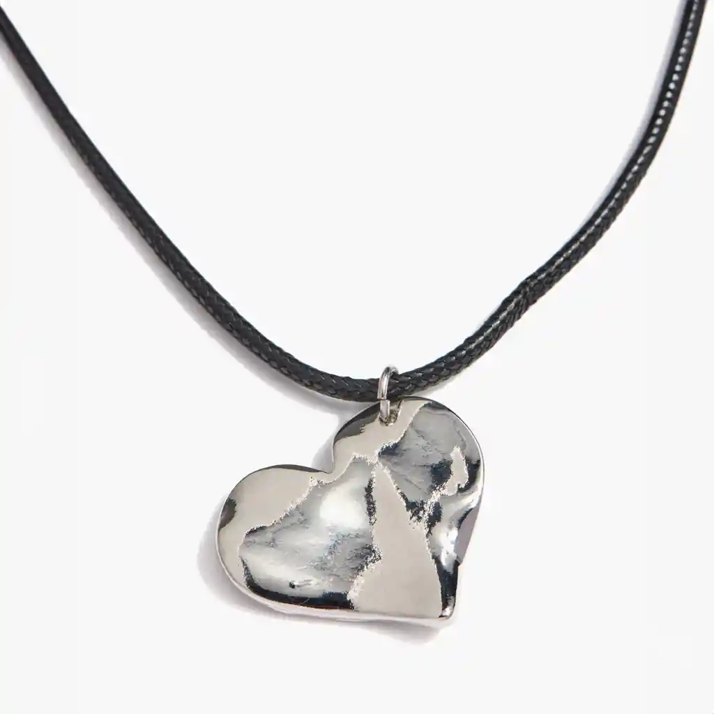 Collar Mujer Choker Corazón Plateado
