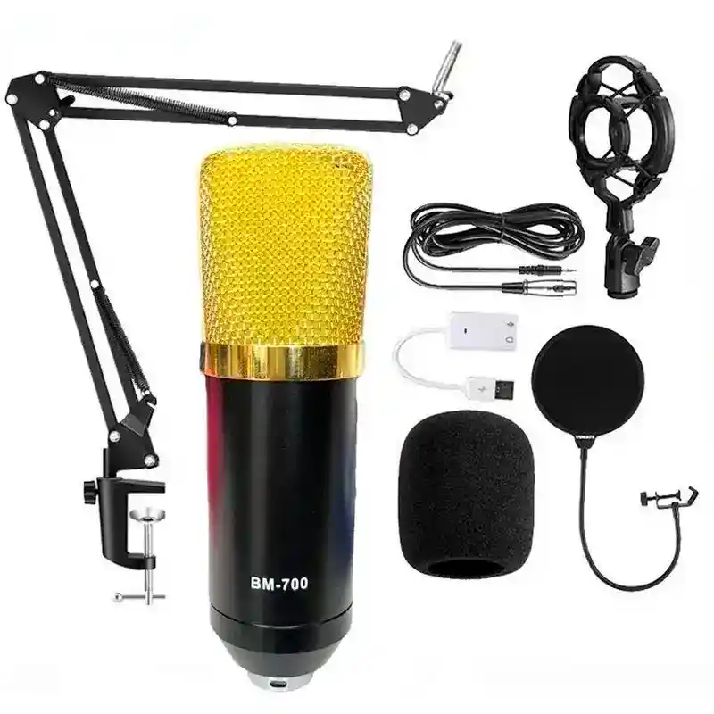 Kit Estudio Profesional Micrófono Condensador Bm700