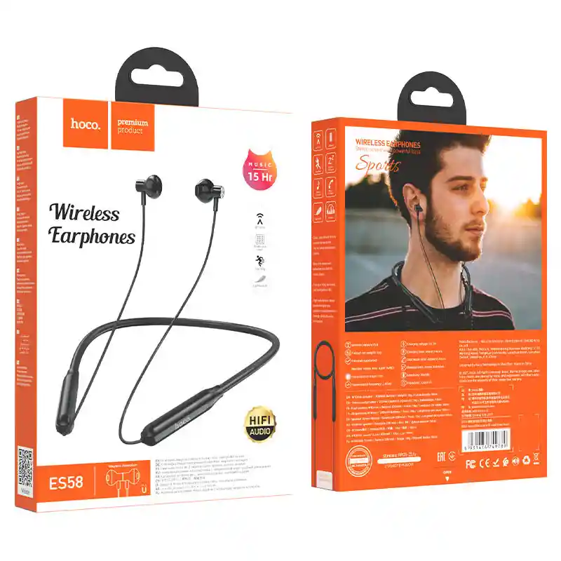 Audifono Bluetooth Deportivo Es58 Negro Hoco 15 Hrs