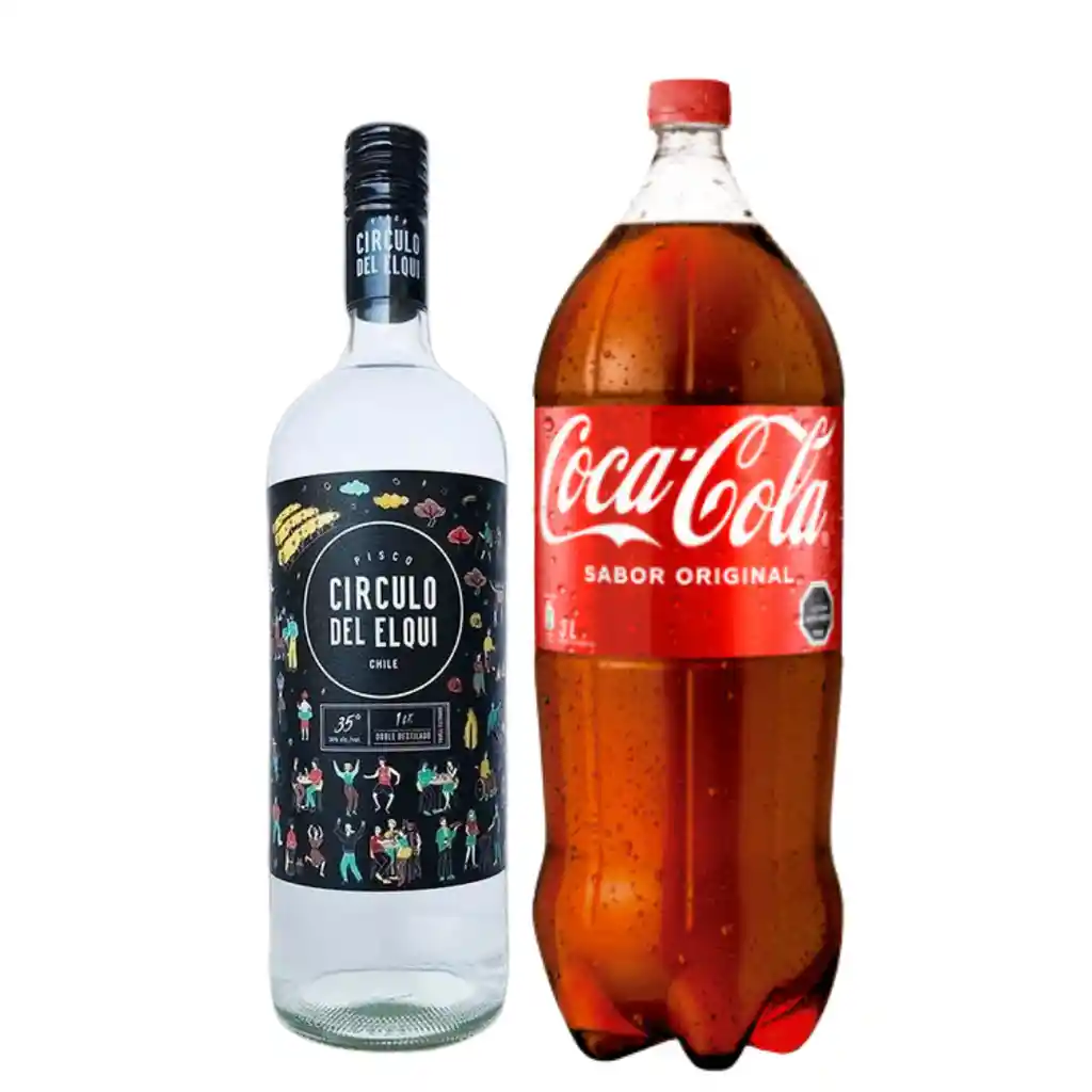 Promo Pisco Circulo Del Elqui Transparente 35° 1l + Coca Cola 3l