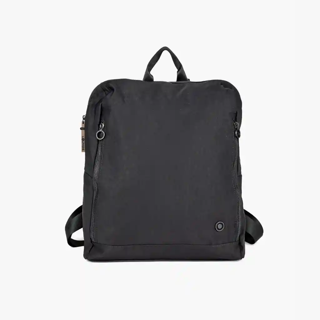 Mochila Mujer Nylon Bolsillos Verticales Negro